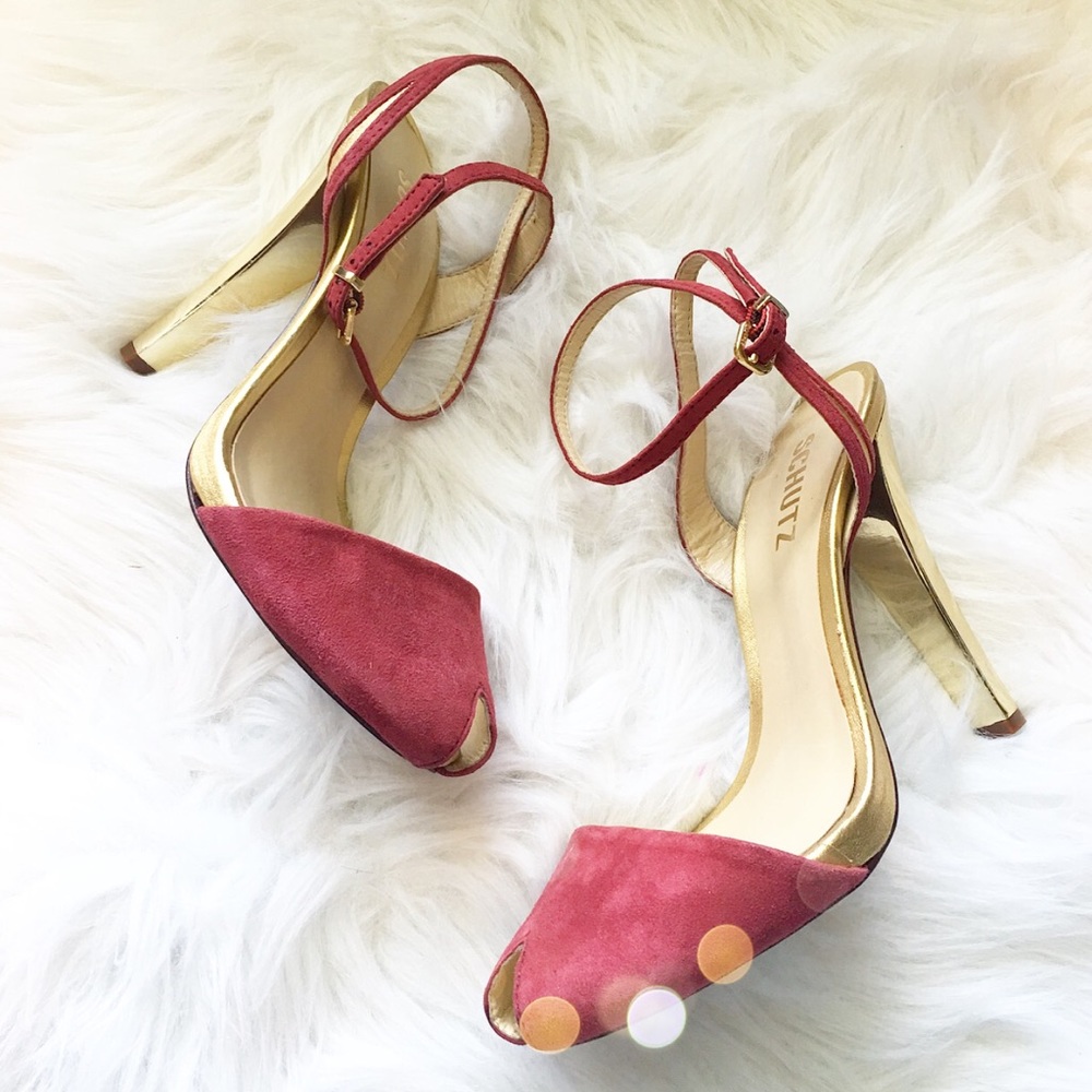 Schutz Cranberry Mirrored Heels